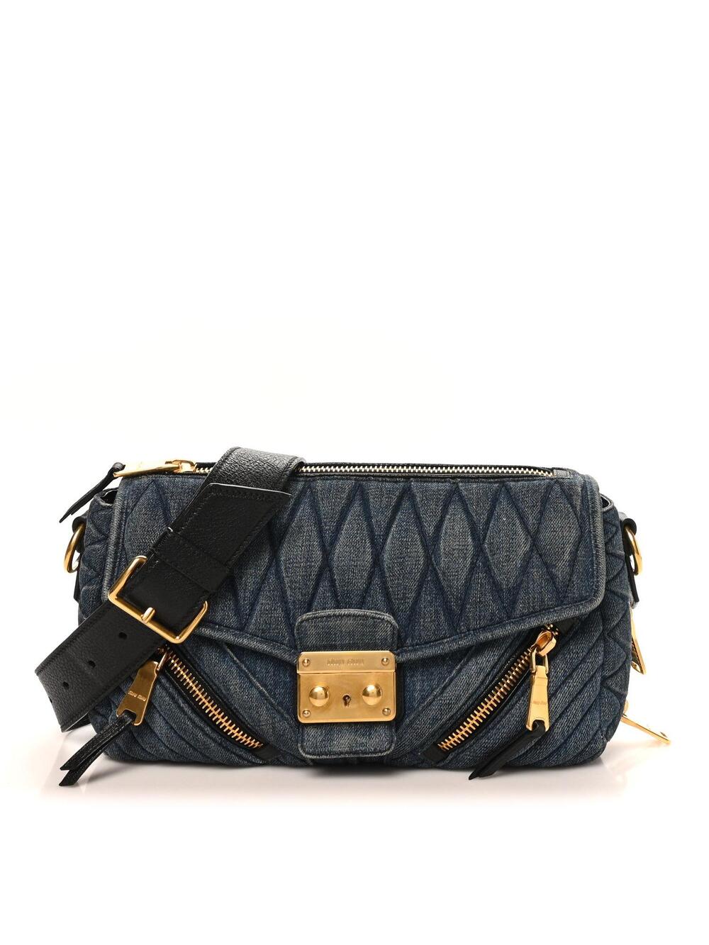 Miu Denim Matelasse Biker Shoulder #343333M49B